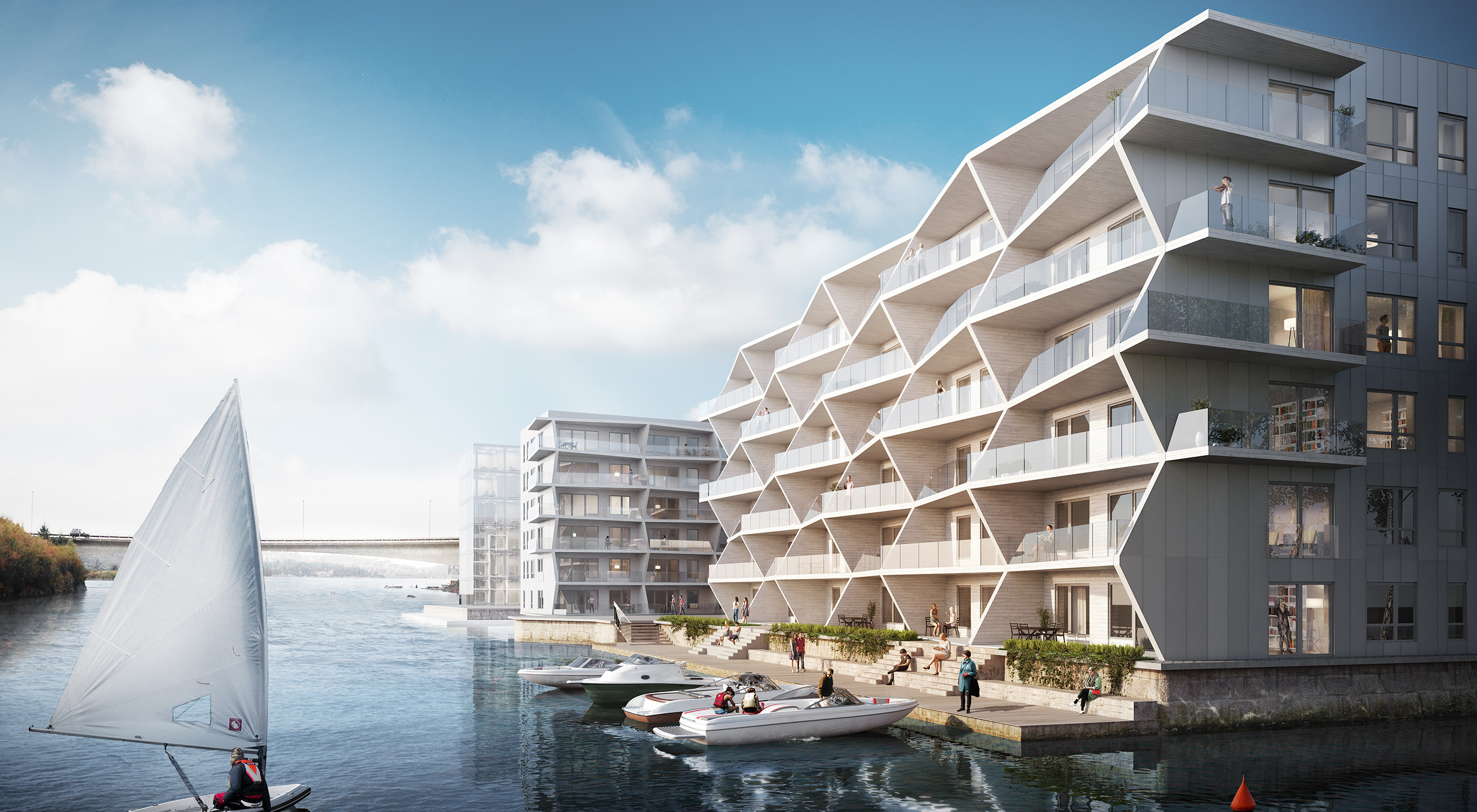 I vannkanten: Straume Sjøfront er et nytt og spennende område på Bildøy. ILLUSTRASJON: LINK arkitektur AS og Brick Visual