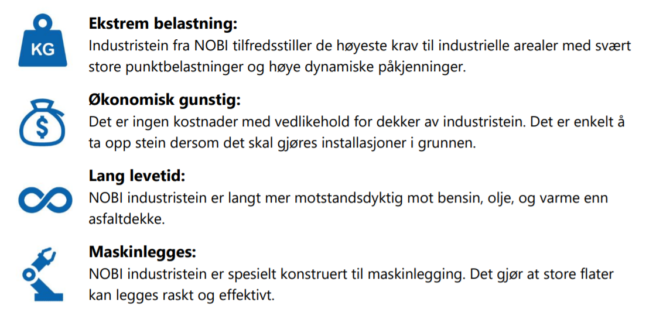 fordeler industristein fra nobi
