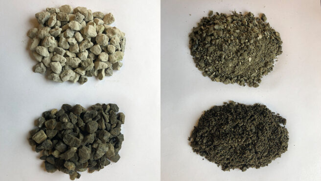 Knust betong fraksjoner